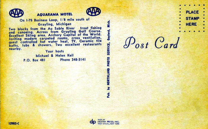 Aquarama Motel - Old Post Card